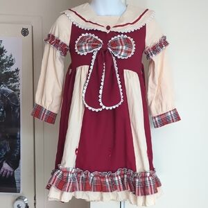 Red and Cream Kids Lolita Dress with Plaid Accents